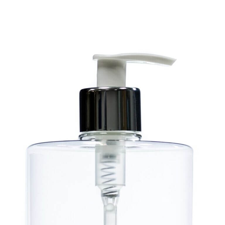 28410-White-Lotion-Pump-with-Gloss-Silver-Collar-Diptube-242mm-FBOG_1420_1